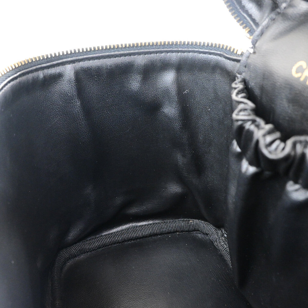 Chanel Vanity Pouch Leather Black Leather Bag