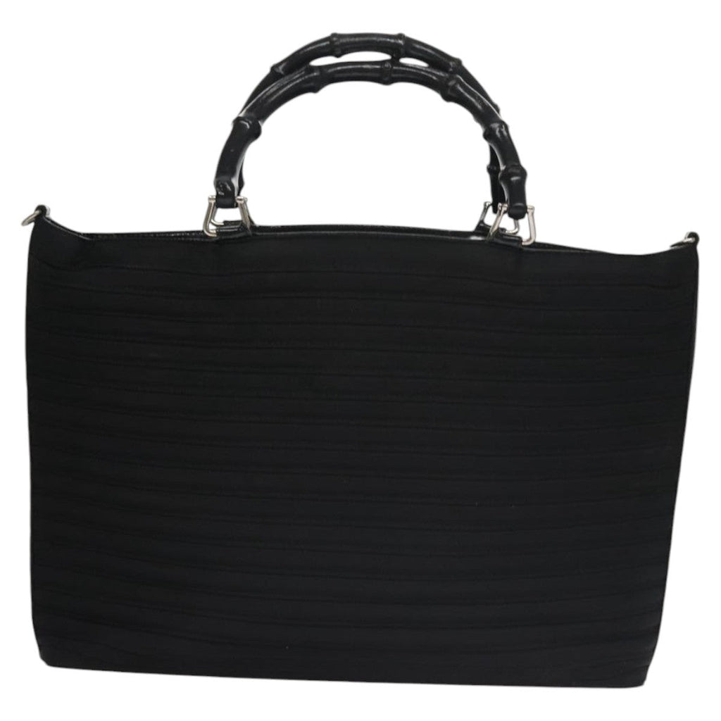 Gucci Vintage Bamboo Handle Bag Nylon Black Nylon Tote Bag Bag (Pre-Owned)