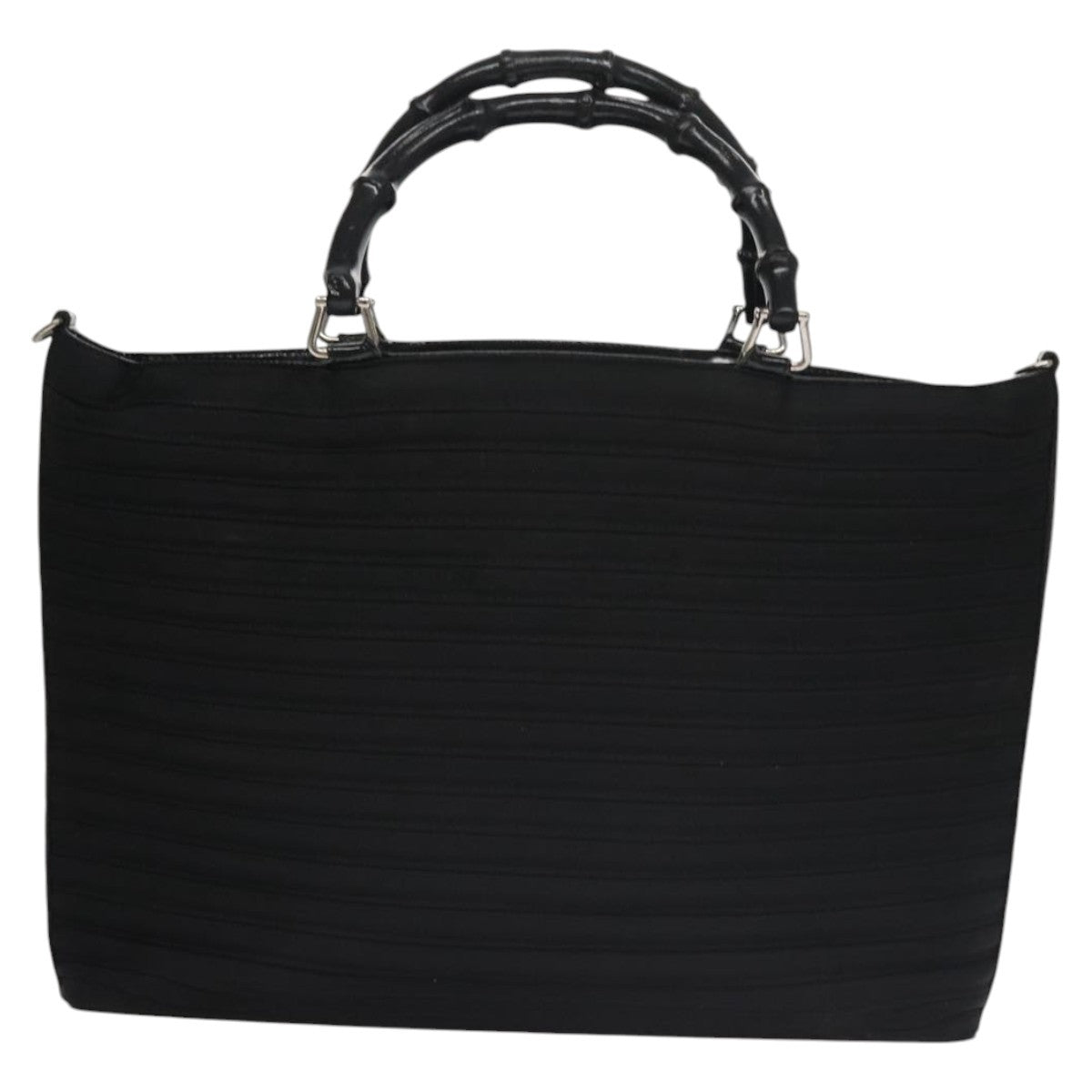 Gucci Vintage Bamboo Handle Bag Nylon Black Nylon Tote Bag Bag (Pre-Owned)