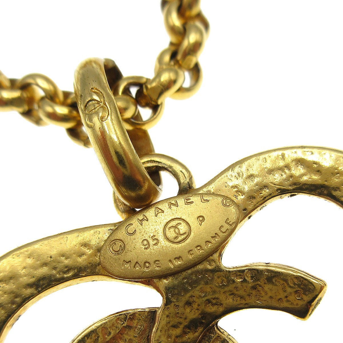 Chanel Cc Heart Pendant Necklace Metal Gold Gold_Plated Necklace Jewelry