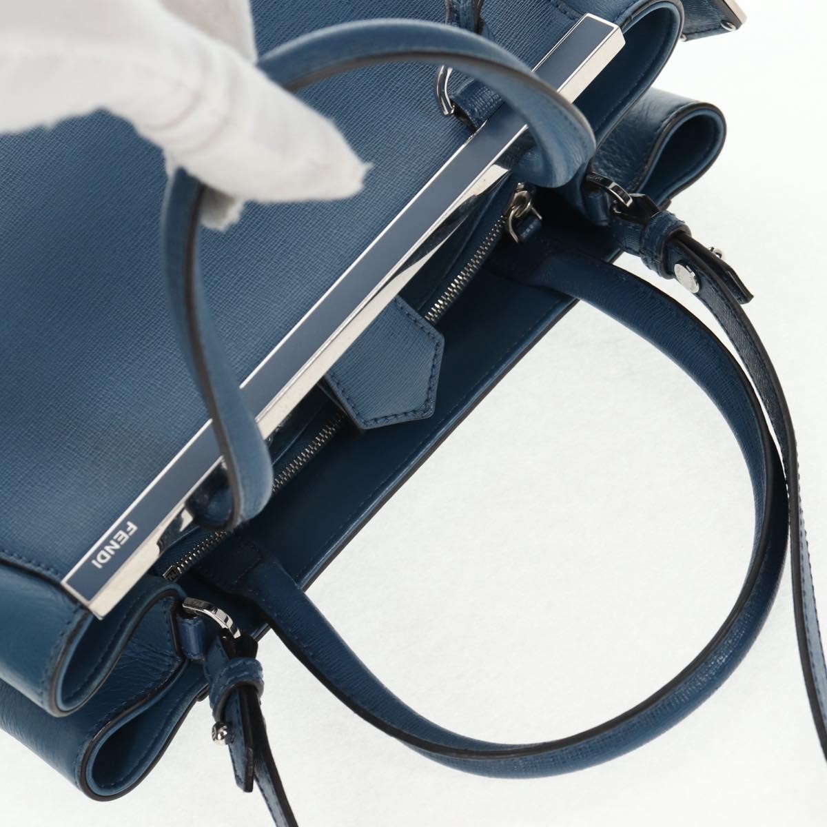 Fendi 2Jours Bag Leather Blue Leather Bag