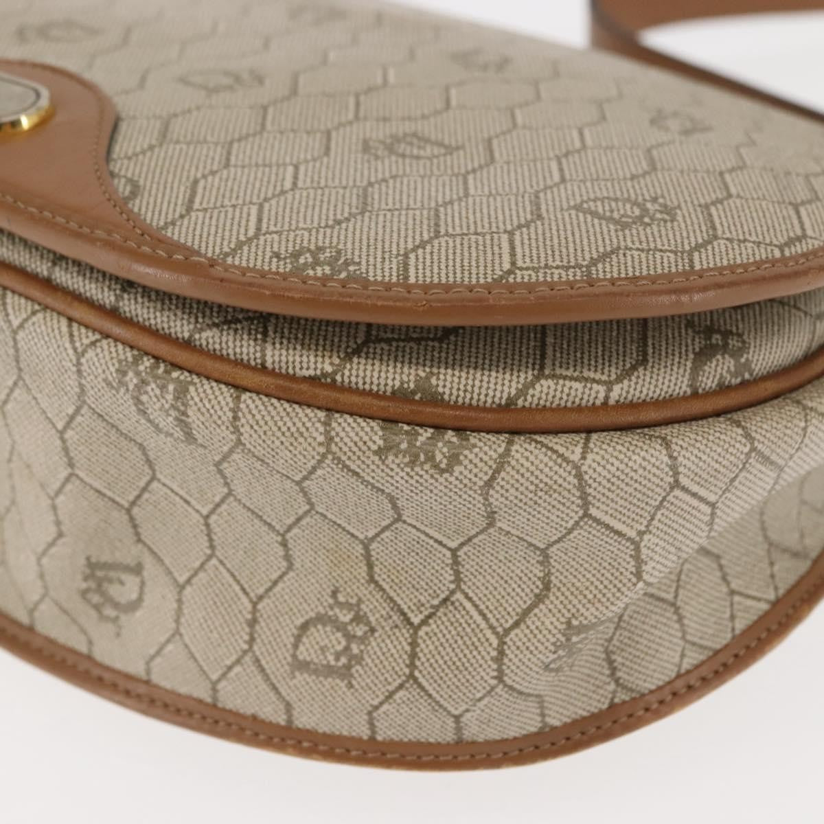 Christian Dior Vintage Honeycomb Flap Crossbody Bag Coated Canvas Beige Canvas Bag (Pre-Owned)