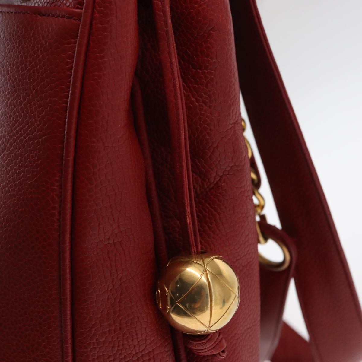 Chanel Vintage Metal Cc Shoulder Bag Caviar Red Leather Shoulder Bag Bag