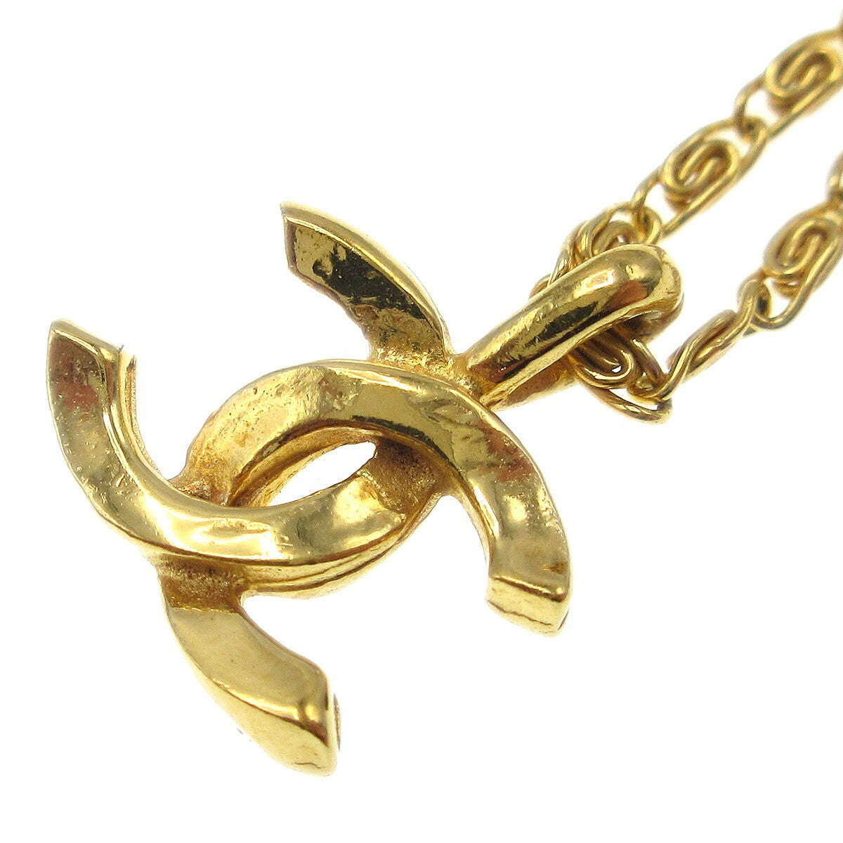 Chanel Cc Pendant Necklace Metal Gold Gold_Plated Necklace Jewelry