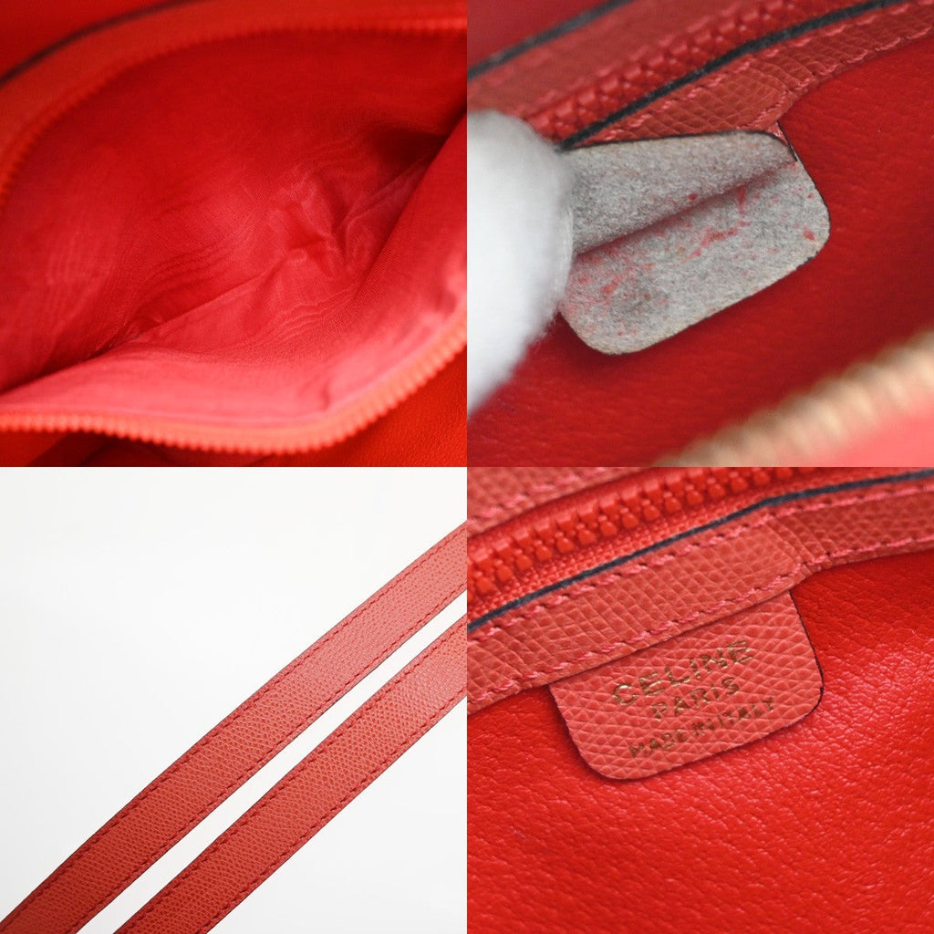 Celine Vintage Convertible Bowler Bag Leather Red Leather Handbag
