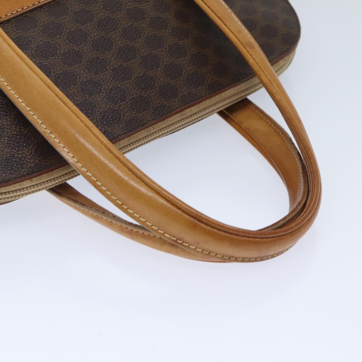 Celine Vintage Macadam Handbag Canvas And Leather Brown Canvas Handbag