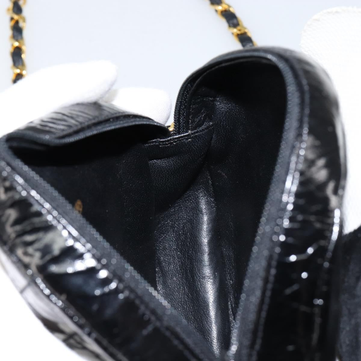 Chanel Vintage Camellia Round Evening Bag Lambskin And Satin Black Patent_Leather Clutche & Pouche Bag