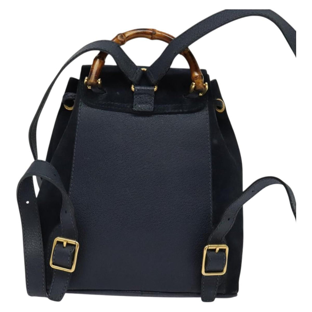Gucci Gucci Bamboo Backpack Daim Navy Suede Backpack Bag (Pre-Owned)