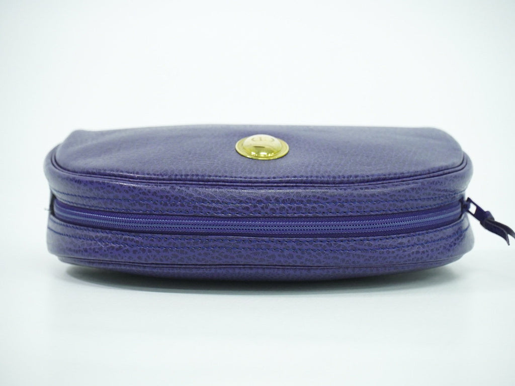 Christian Dior Vintage Zip Pochette Leather Blue Leather Clutche & Pouche Bag (Pre-Owned)