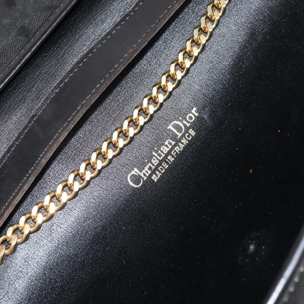 Christian Dior Vintage Cd Chain Flap Shoulder Bag Diorissimo Canvas Black Nylon Shoulder Bag Bag (Pre-Owned)