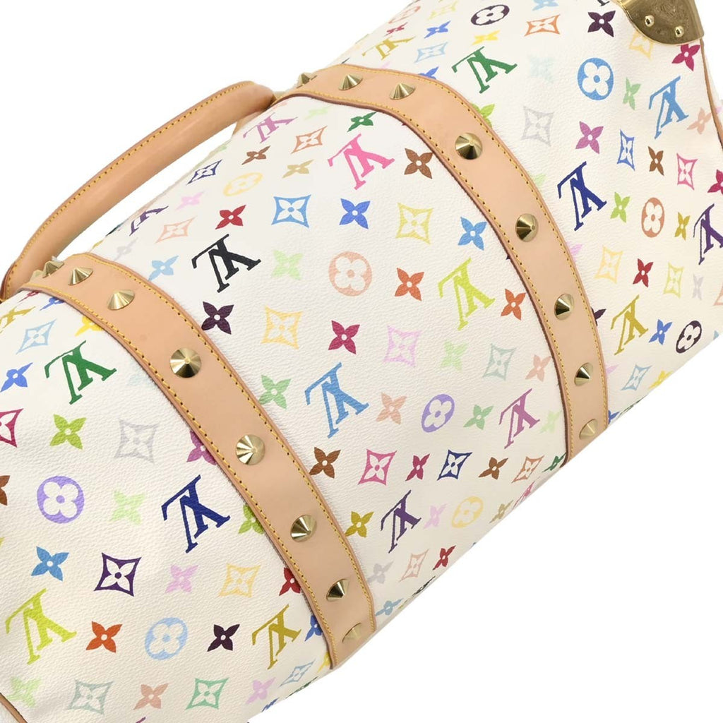 Louis Vuitton Keepall Bag Monogram Multicolor White Canvas Travel Bag