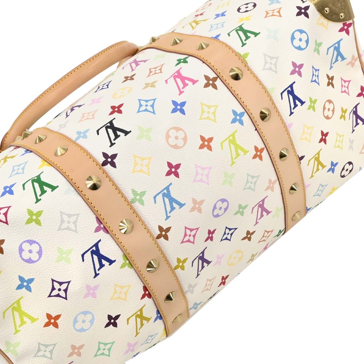 Louis Vuitton Keepall Bag Monogram Multicolor White Canvas Travel Bag