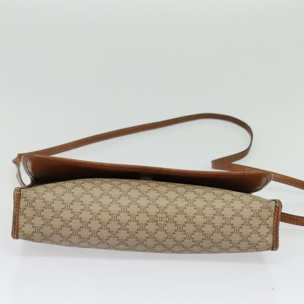 Celine Vintage Macadam Shoulder Bag Canvas And Leather Beige Canvas Bag
