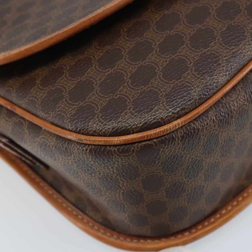 Celine Vintage Macadam Shoulder Bag Canvas And Leather Brown Canvas Shoulder Bag Bag