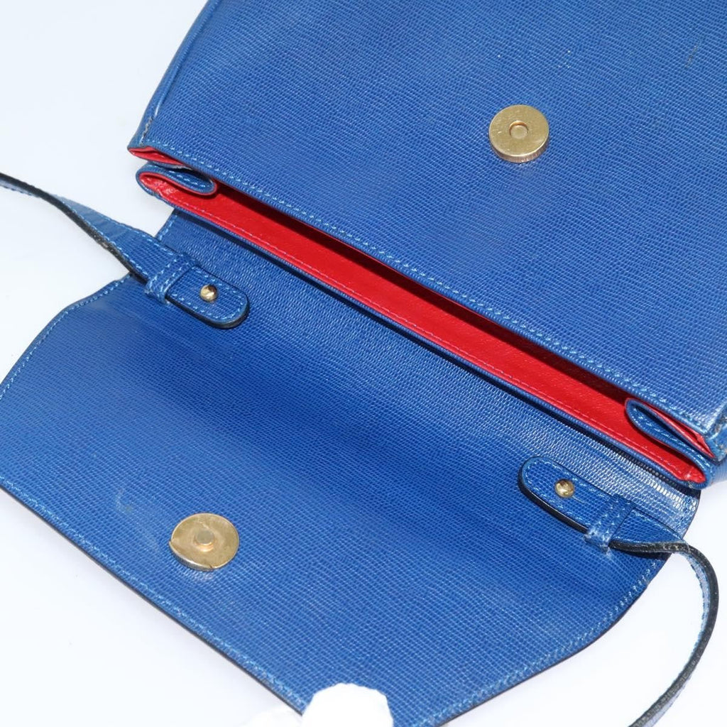Celine Vintage Circle Logo Crossbody Bag Leather Blue Leather Shoulder Bag Bag