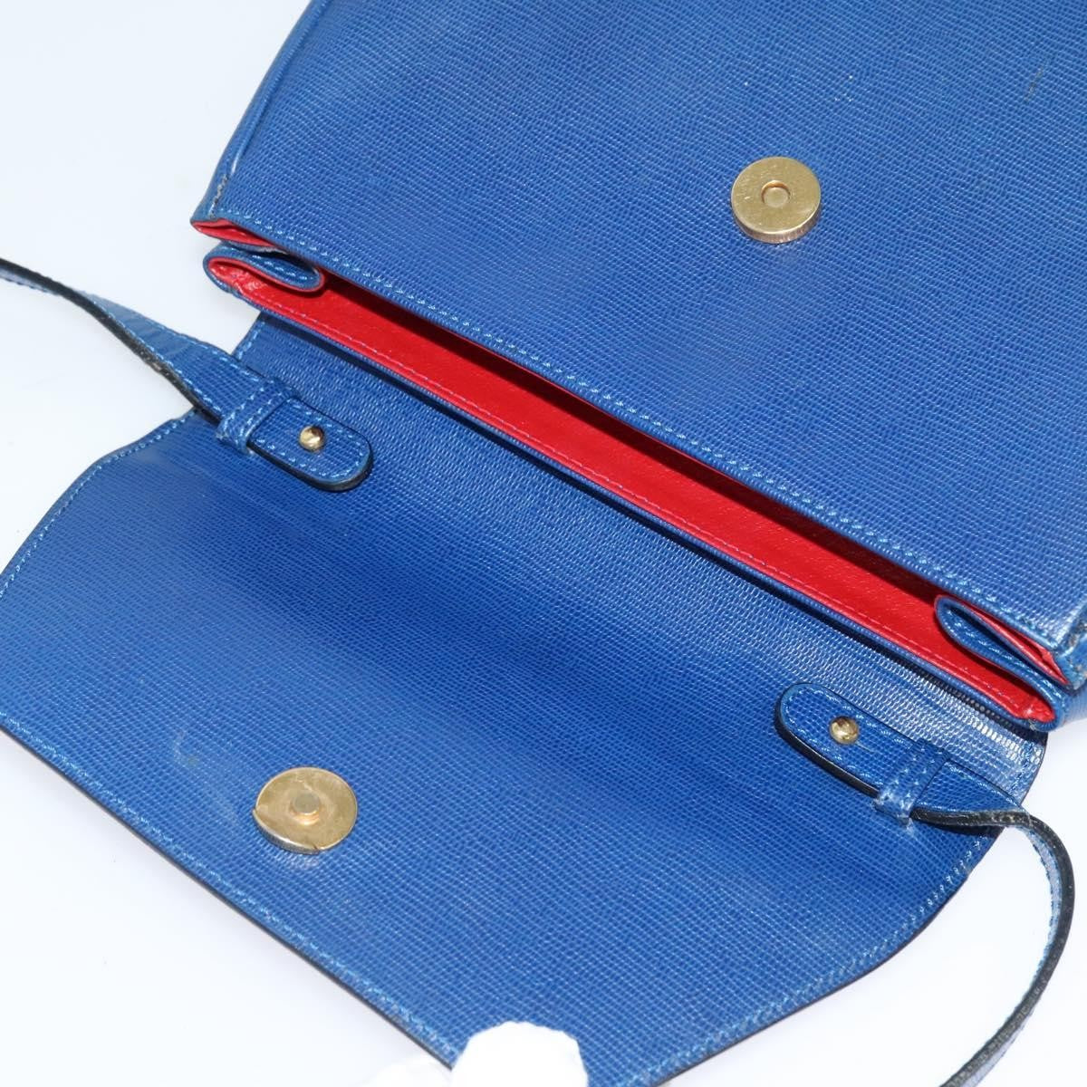 Celine Vintage Circle Logo Crossbody Bag Leather Blue Leather Shoulder Bag Bag