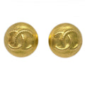 Chanel Vintage Cc Round Button Clip-On Earrings Metal Gold Gold_Plated Earrings Jewelry