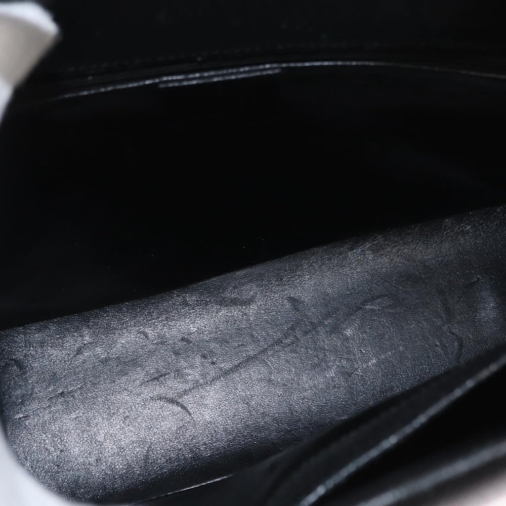 Gucci Vintage Bamboo Handle Bag Leather Black Leather Handbag (Pre-Owned)
