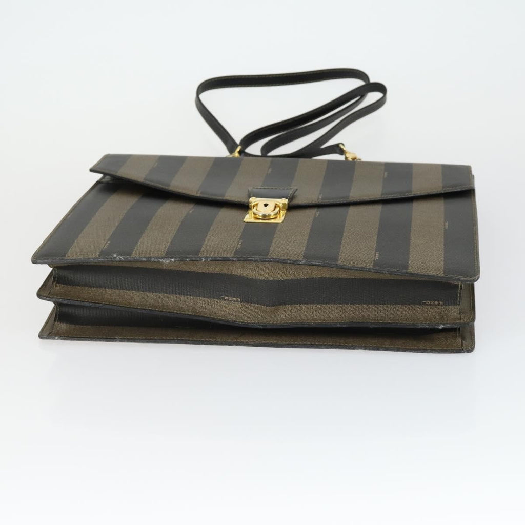 Fendi Vintage Pequin Briefcase Bag Coated Canvas Brown Canvas Briefcase Bag