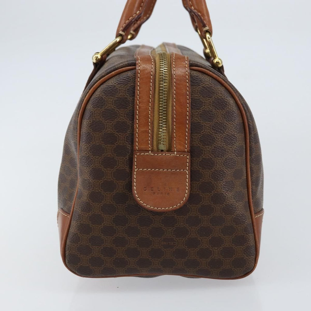 Celine Vintage Macadam Boston Bag Canvas Brown Canvas Handbag