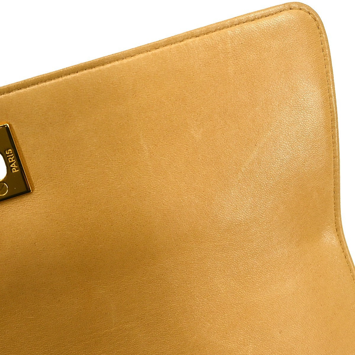Chanel Vintage Cc Square Flap Shoulder Bag Quilted Lambskin Beige Leather Shoulder Bag Bag