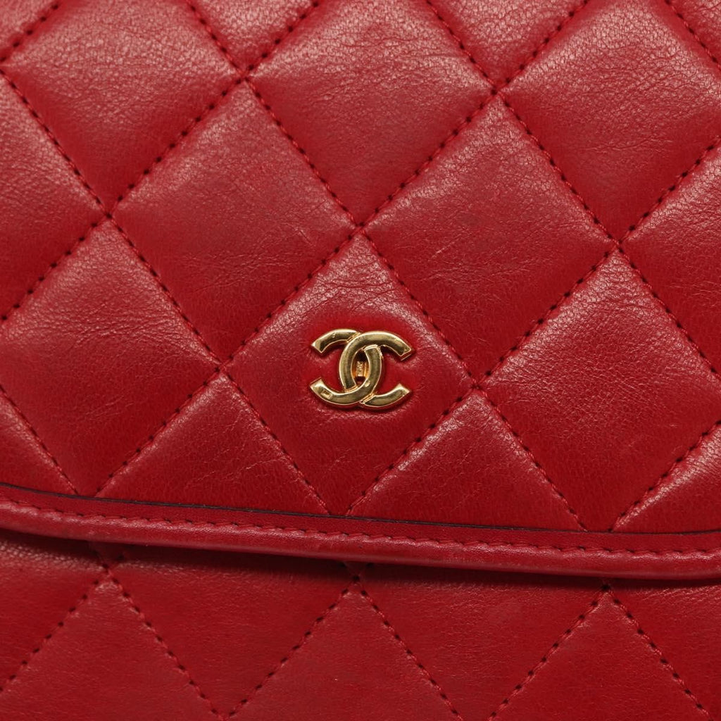 Chanel Vintage Clutch Leather Red Leather Clutche & Pouche Bag