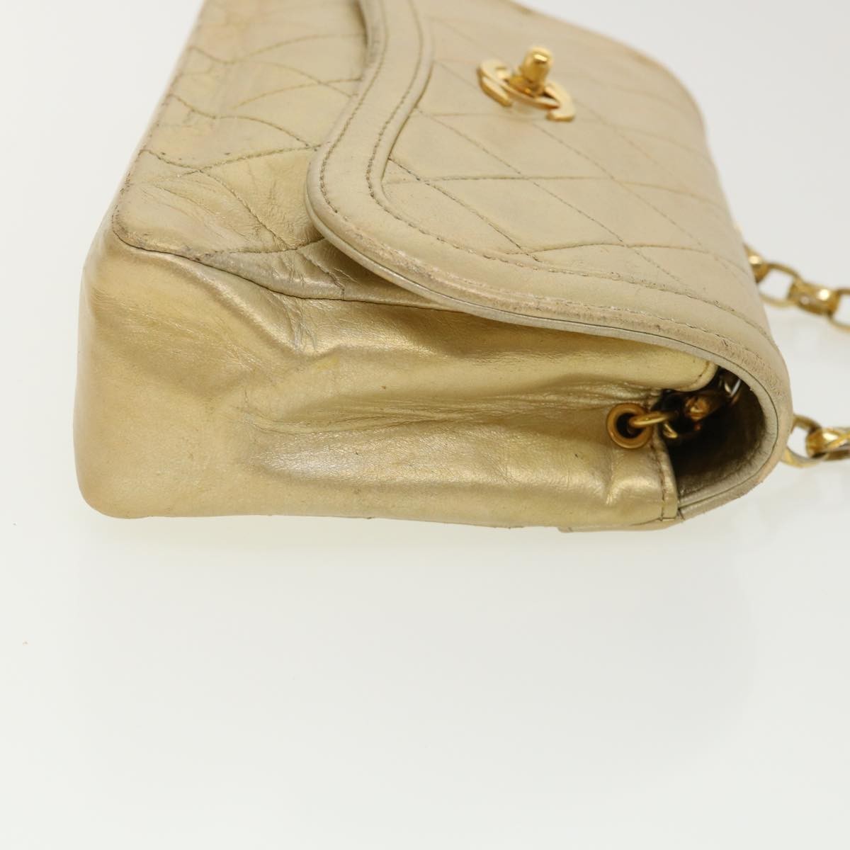 Chanel Vintage Cc Chain Flap Bag Quilted Lambskin Gold Leather Shoulder Bag Bag