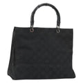 Gucci Vintage Bamboo Handle Tote Gg Canvas Black Canvas Tote Bag Bag (Pre-Owned)