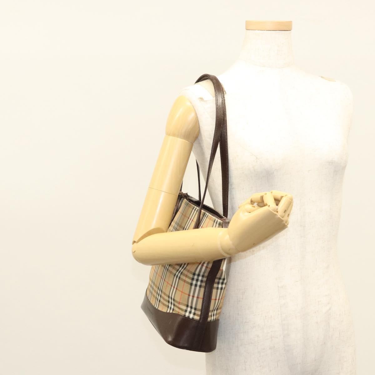 Burberry Nova Check Shoulder Bag Canvas And Leather Beige Canvas Shoulder Bag