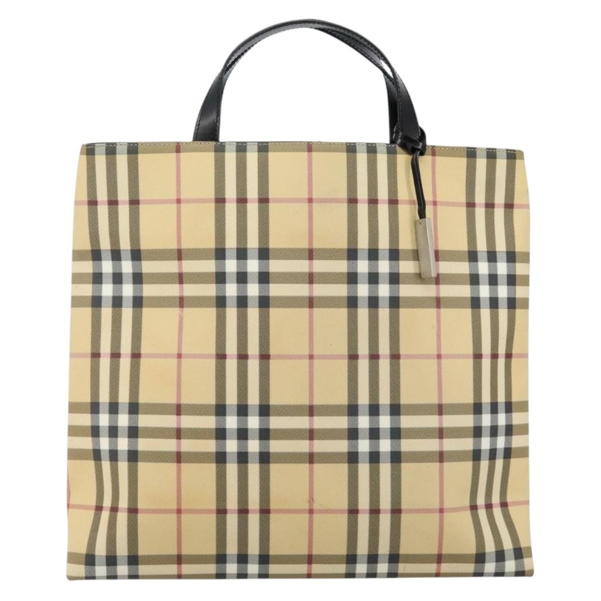 Burberry Nova Check Tote Canvas Check Pattern Beige Canvas Tote Bag