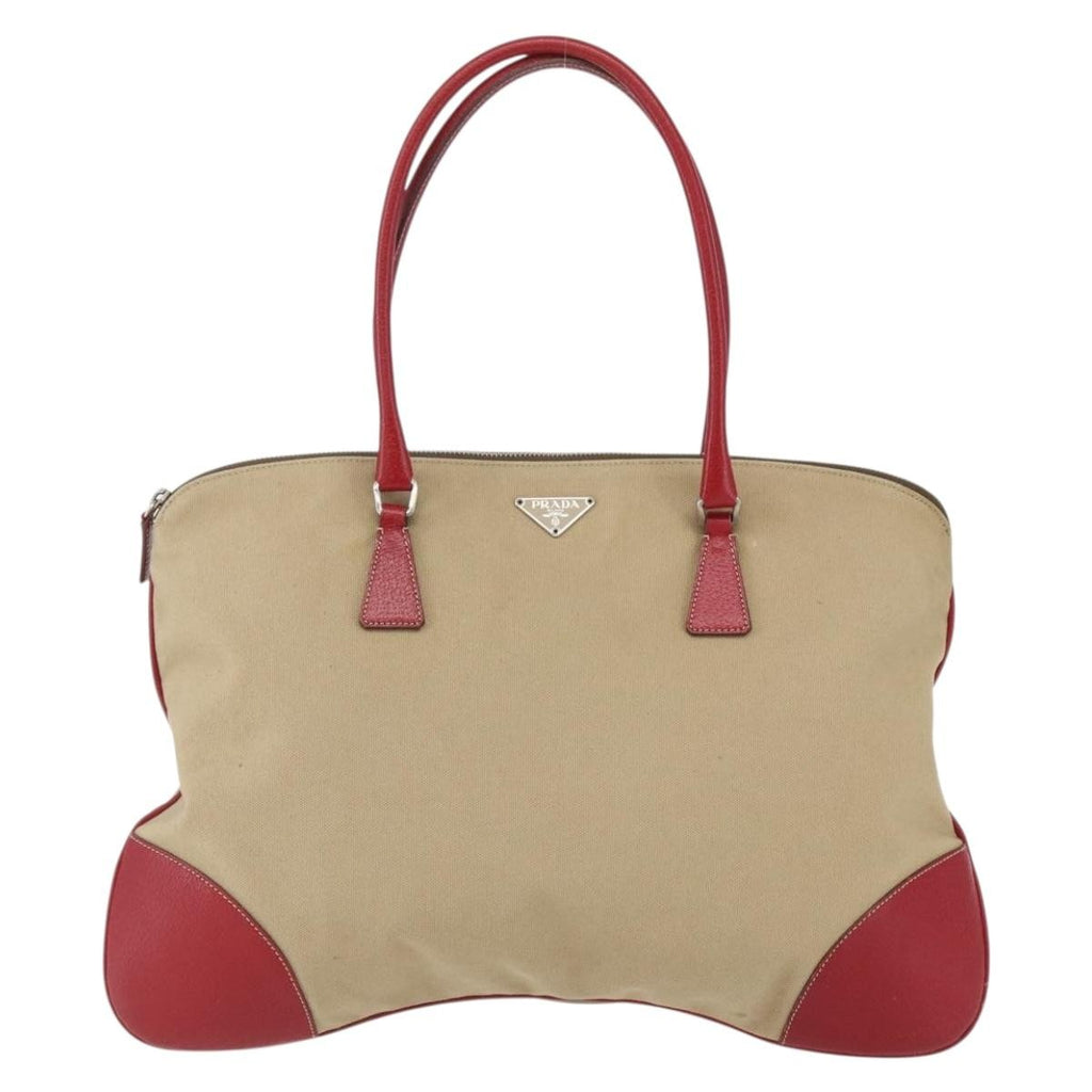 Prada Vintage Handbag Canvas Beige Canvas Handbag