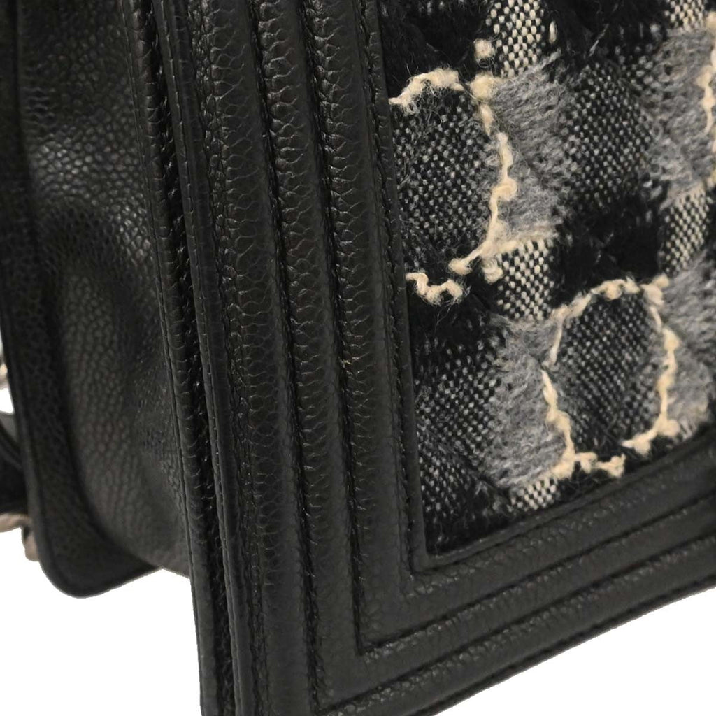 Chanel Boy Flap Bag Tweed And Leather Black Leather Shoulder Bag Bag