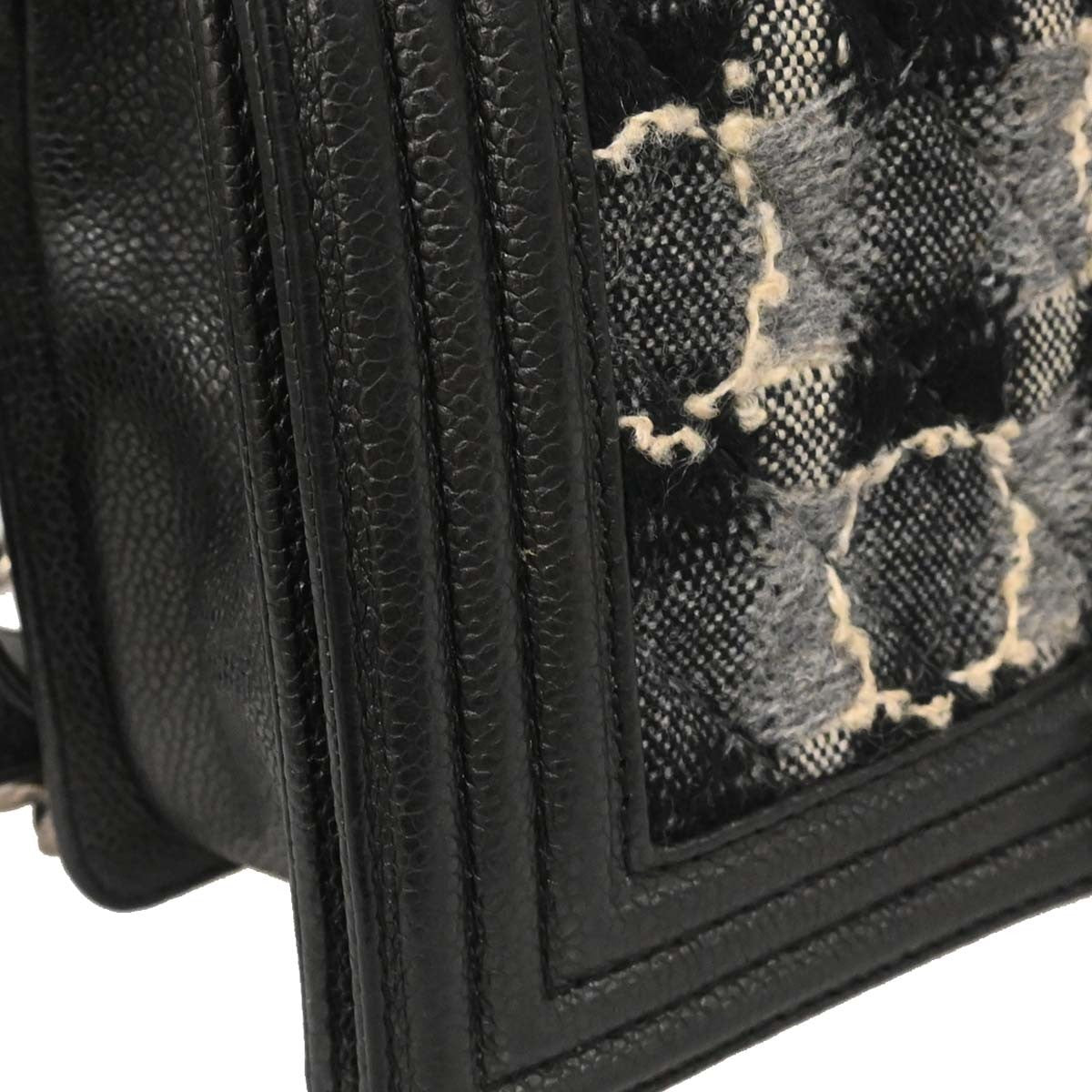 Chanel Boy Flap Bag Tweed And Leather Black Leather Shoulder Bag Bag
