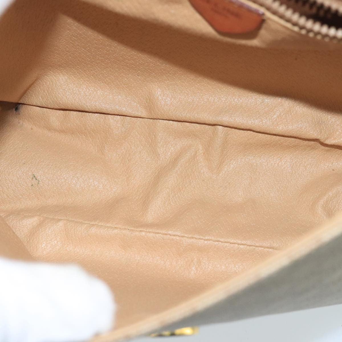 Celine Vintage Macadam Circle Logo Shoulder Bag Canvas And Leather Beige Canvas Shoulder Bag Bag