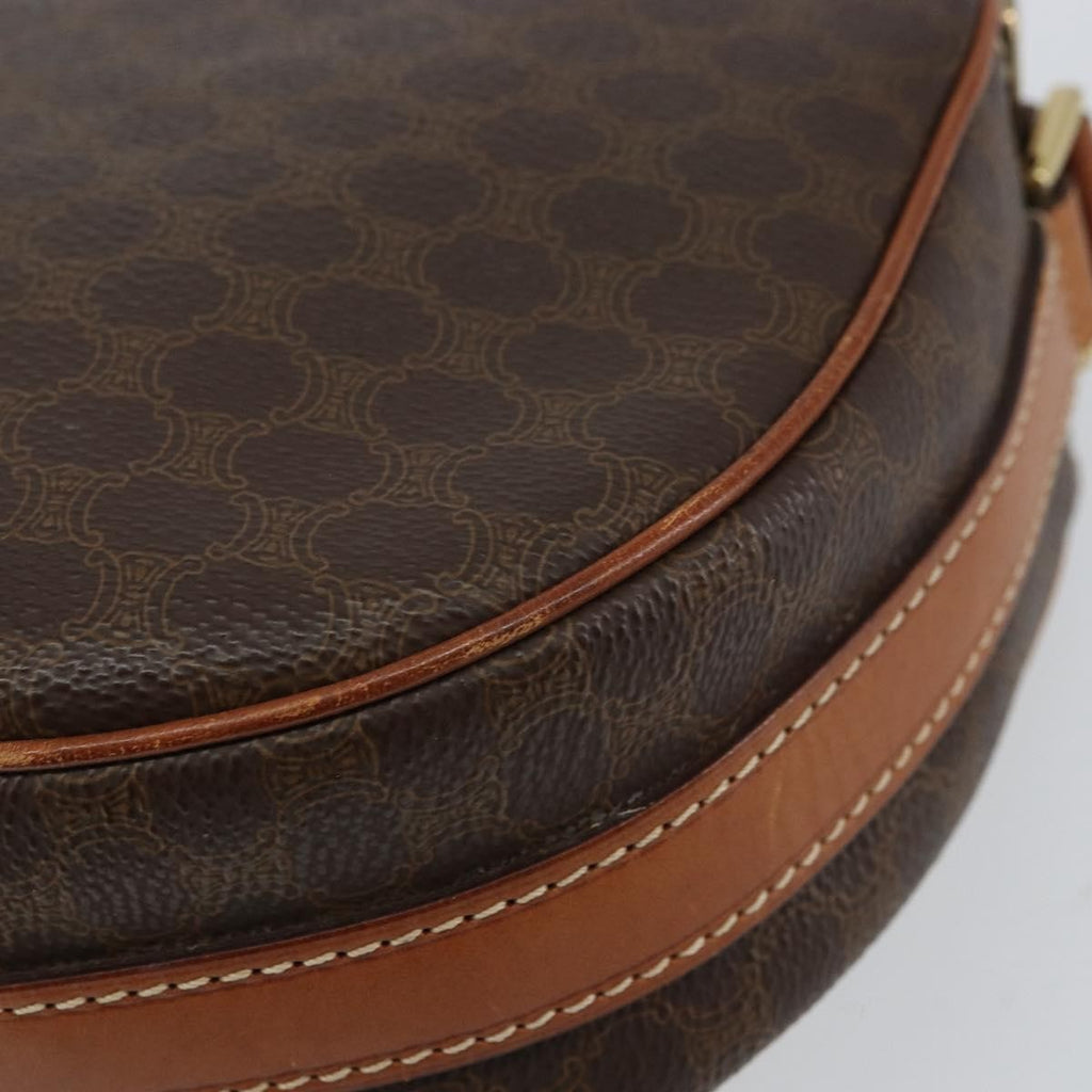 Celine Vintage Macadam Shoulder Bag Canvas And Leather Brown Canvas Shoulder Bag Bag
