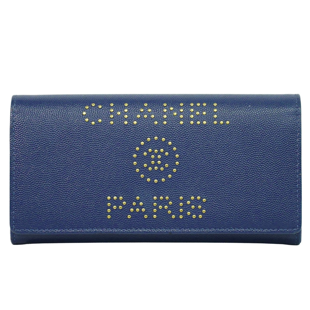 Chanel Deauville Flap Wallet Caviar Navy Leather Wallets Accessory