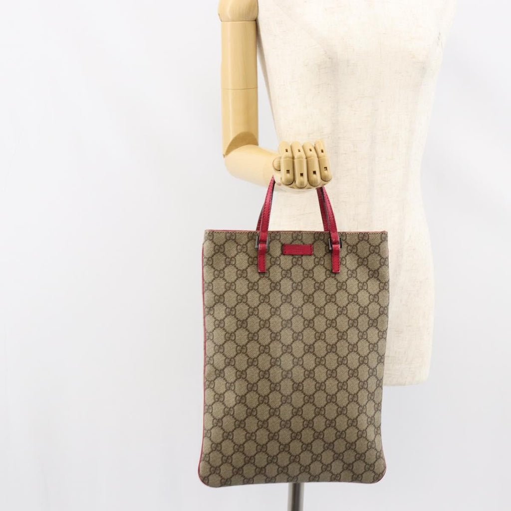 Gucci Joy Plus Flat Tote Gg Coated Canvas Beige Pvc Tote Bag Bag (Pre-Owned)