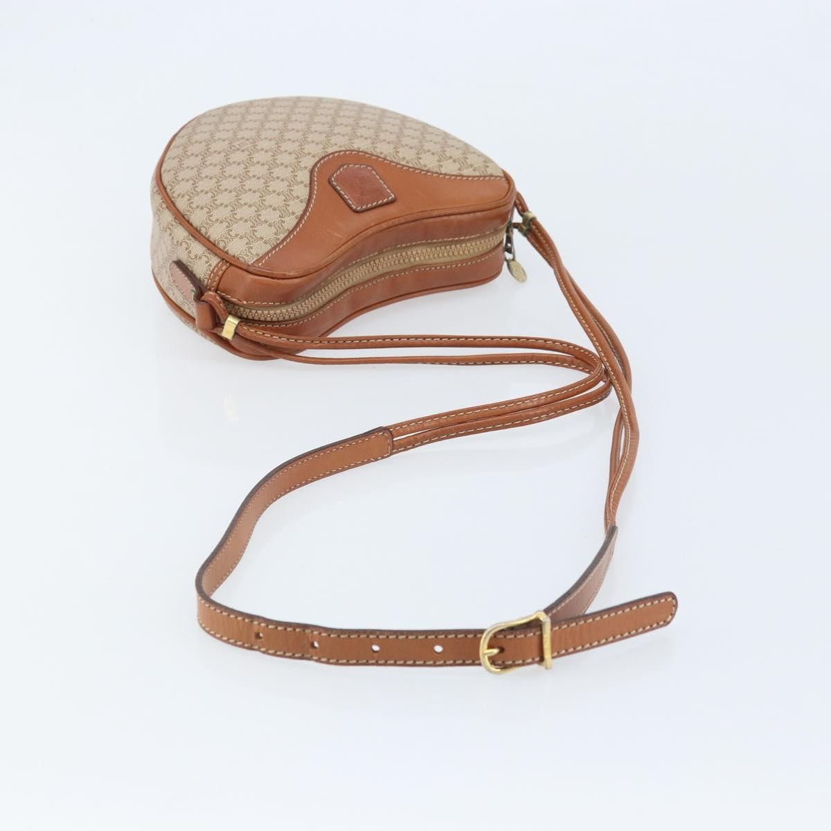 Celine Vintage Macadam Shoulder Bag Canvas And Leather Beige Canvas Shoulder Bag Bag
