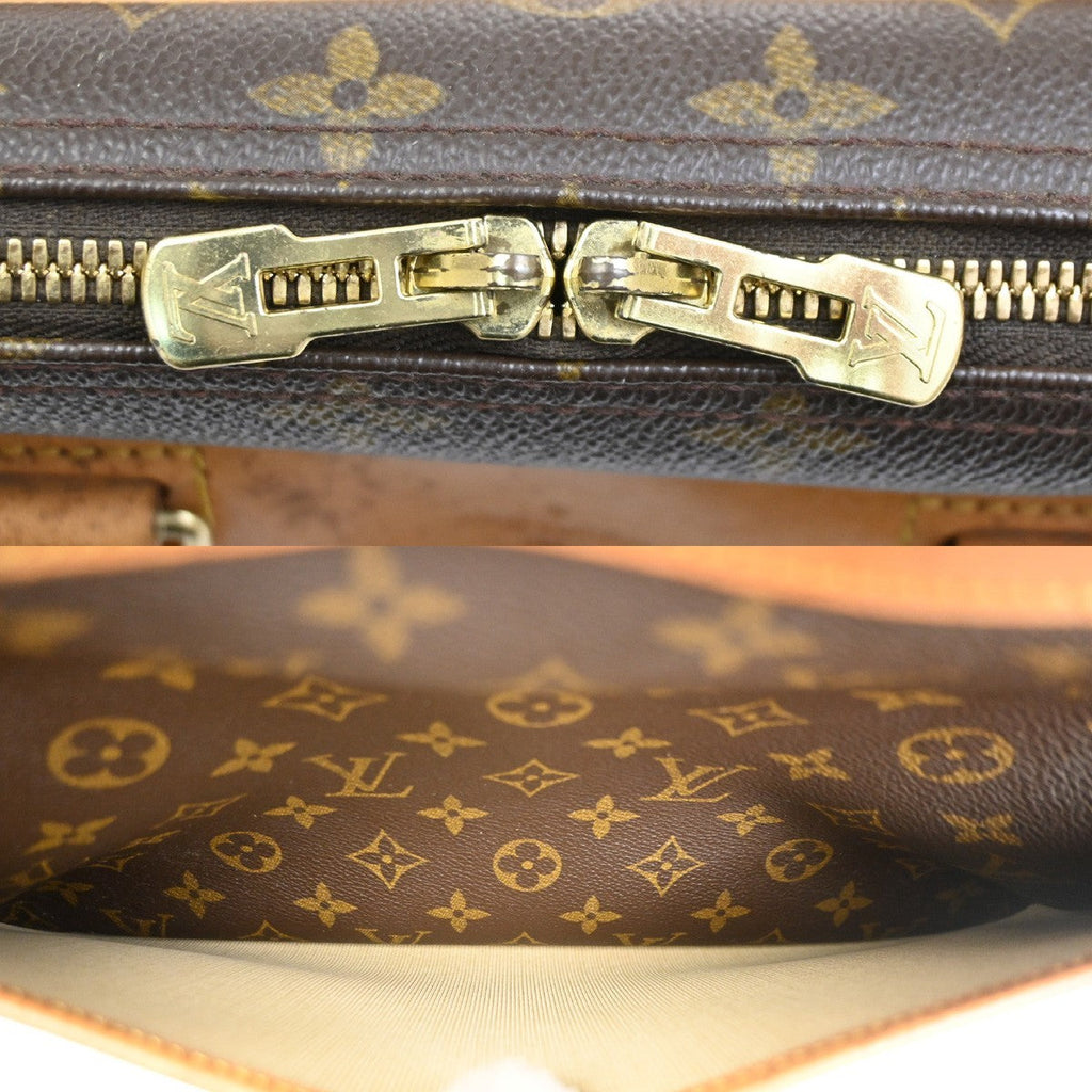 Louis Vuitton Deauville Handbag Monogram Canvas Brown Leather Handbag