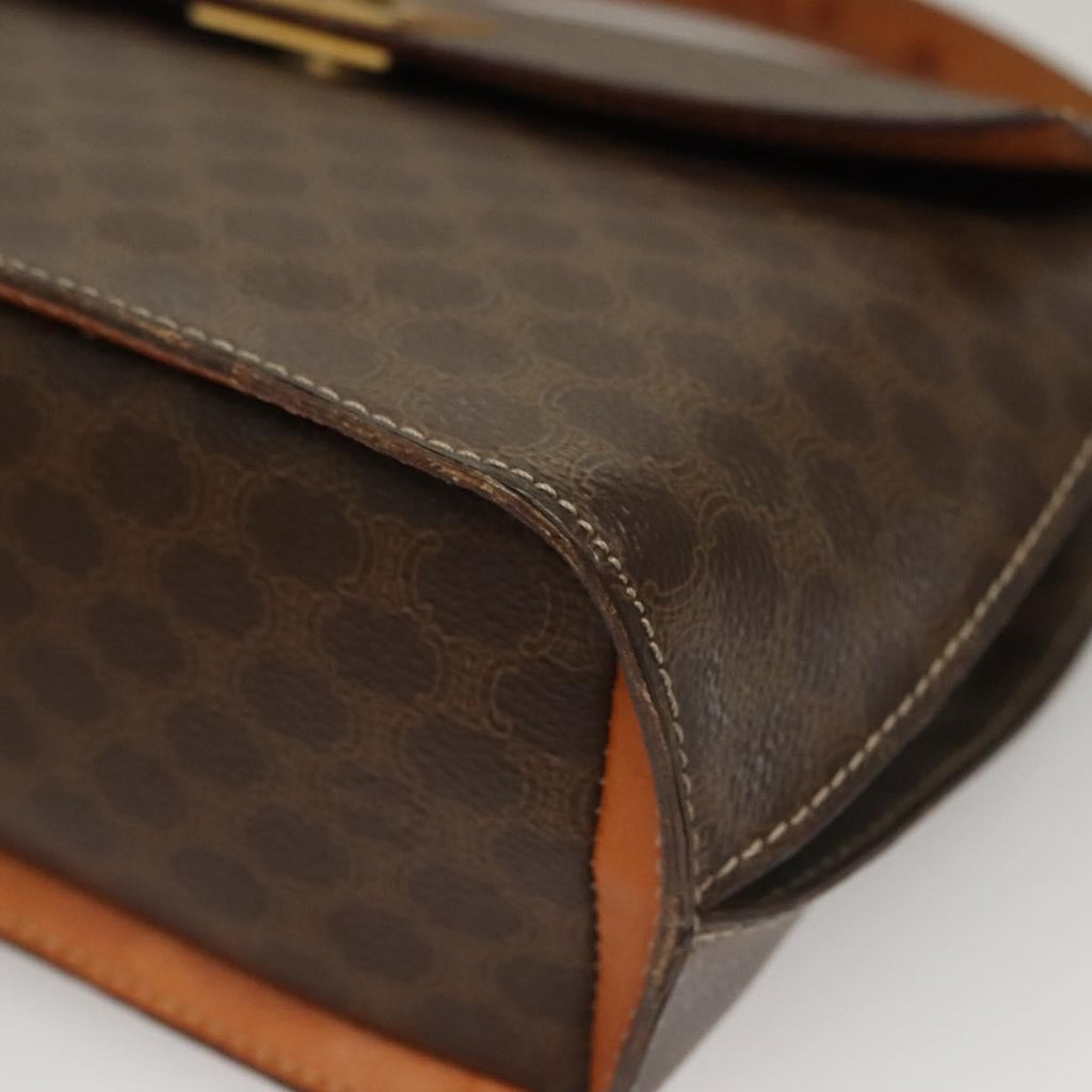Celine Macadam Handbag Macadam With Leather Brown Canvas Handbag