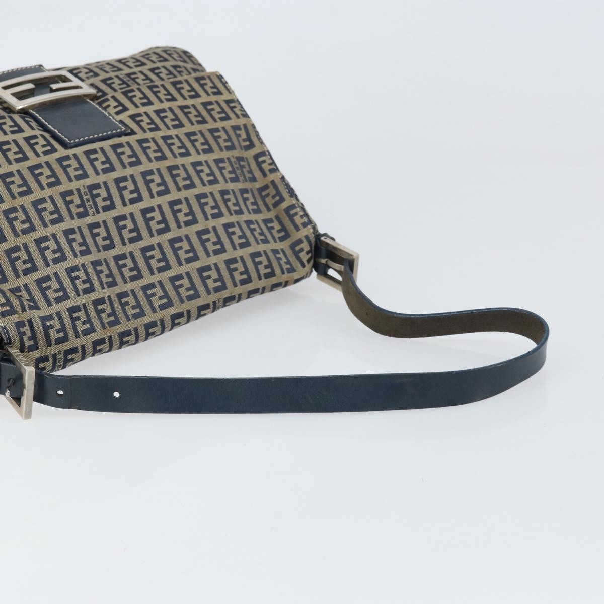 Fendi Mamma Baguette Zucchino Canvas Navy Canvas Shoulder Bag Bag