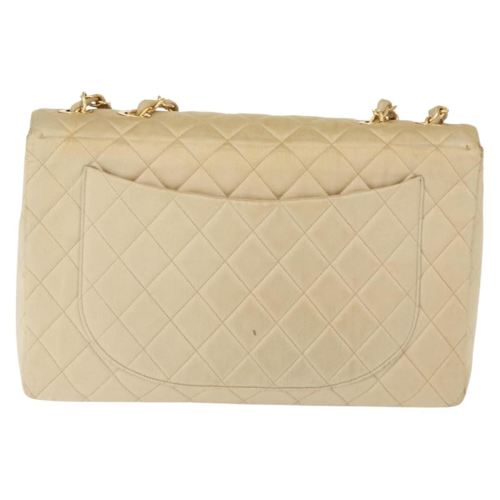 Chanel Vintage Classic Single Flap Bag Silk Beige Satin Shoulder Bag Bag