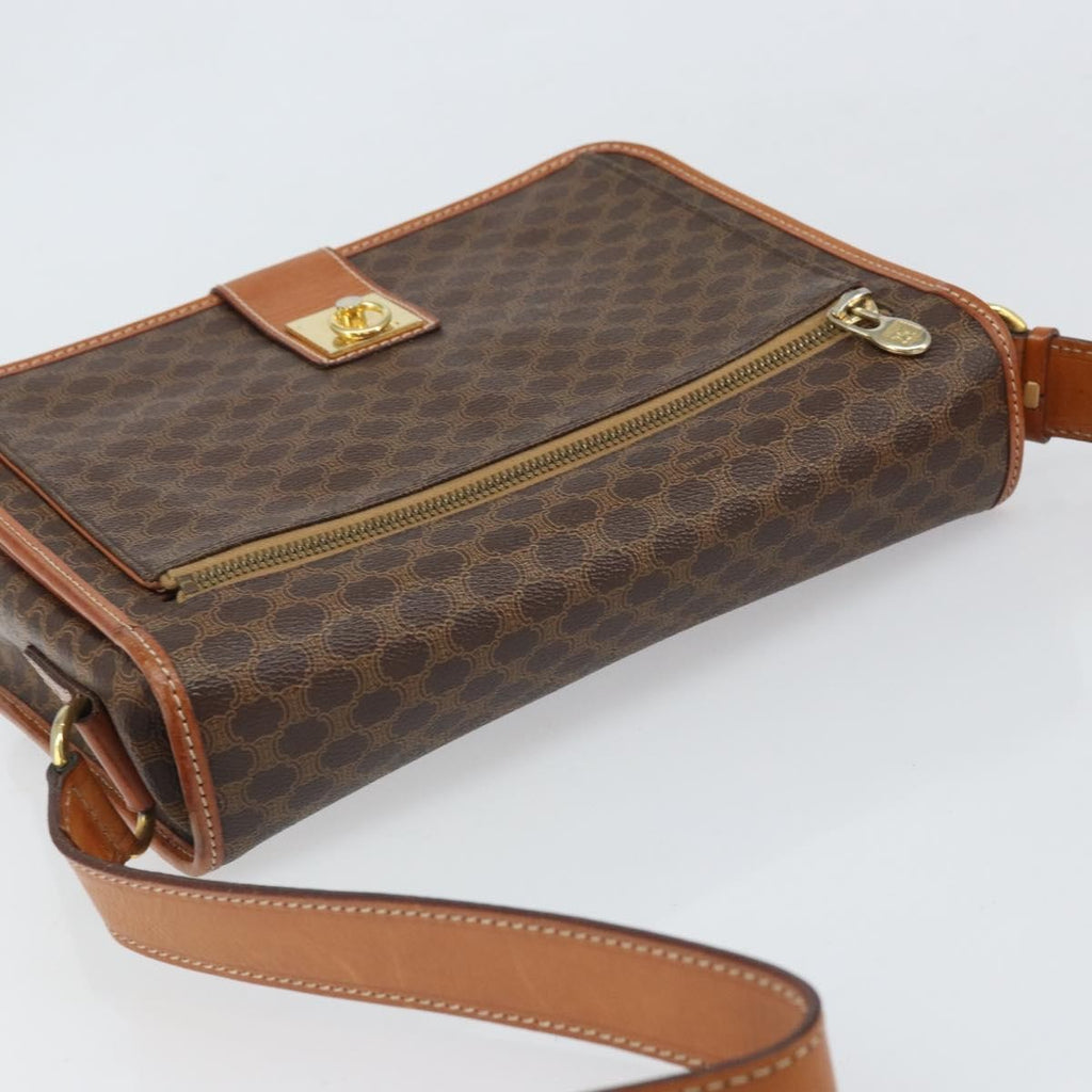 Celine Vintage Macadam Shoulder Bag Canvas And Leather Brown Canvas Shoulder Bag Bag