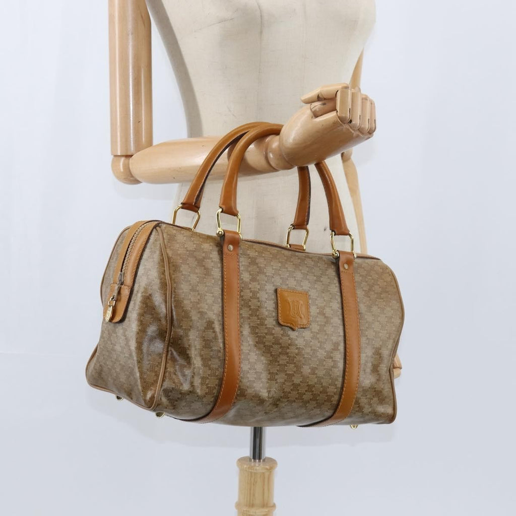 Celine Vintage Duffle Bag Macadam Coated Canvas Beige Canvas Handbag
