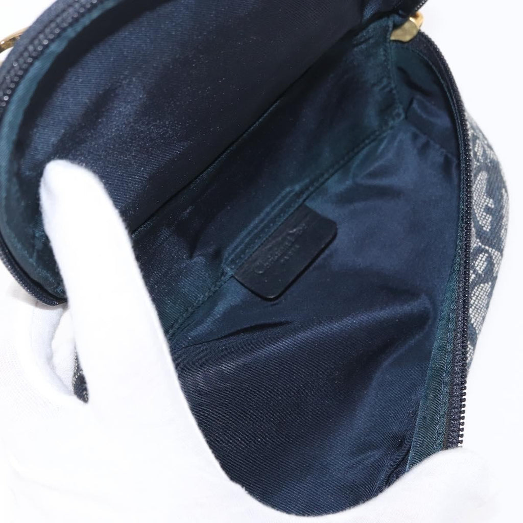 Christian Dior Saddle Zip Pouch Diorissimo Canvas Blue Canvas Clutche & Pouche Bag (Pre-Owned)