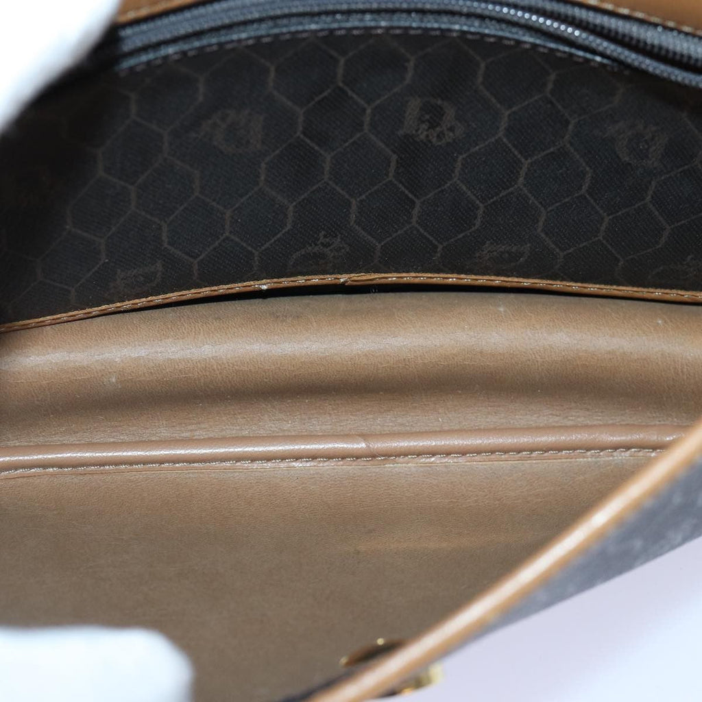 Christian Dior Vintage Honeycomb Shoulder Bag Canvas And Leather Black Canvas Shoulder Bag Bag (Pre-Owned)