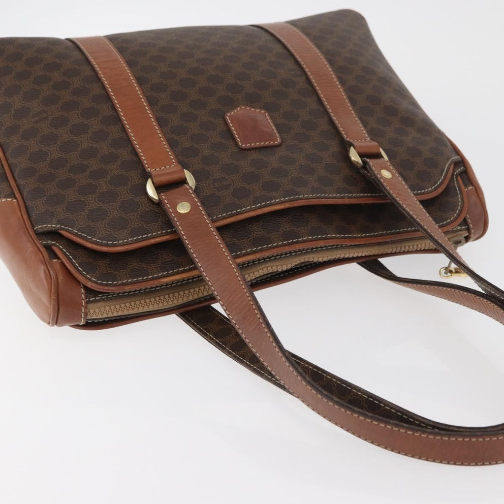Celine Vintage Macadam Handbag Canvas And Leather Brown Canvas Handbag