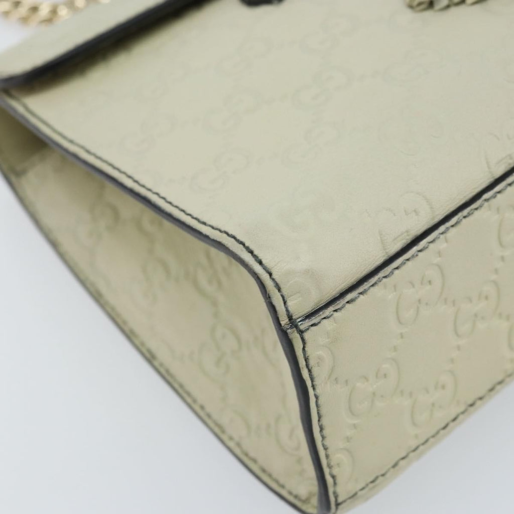 Gucci Emily Chain Flap Bag Guccissima Leather Beige Leather Shoulder Bag Bag (Pre-Owned)
