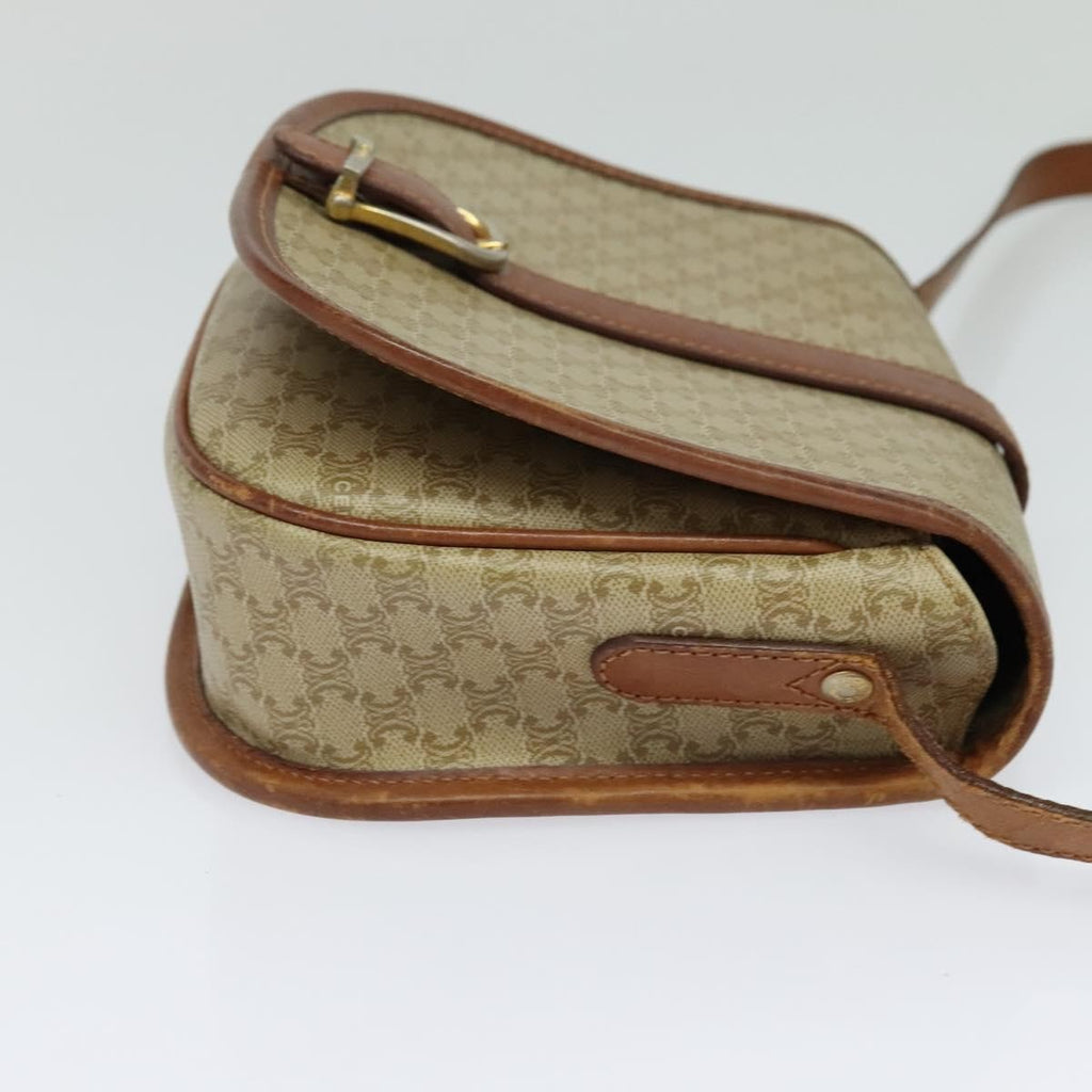 Celine Vintage Macadam Shoulder Bag Canvas And Leather Beige Canvas Shoulder Bag Bag