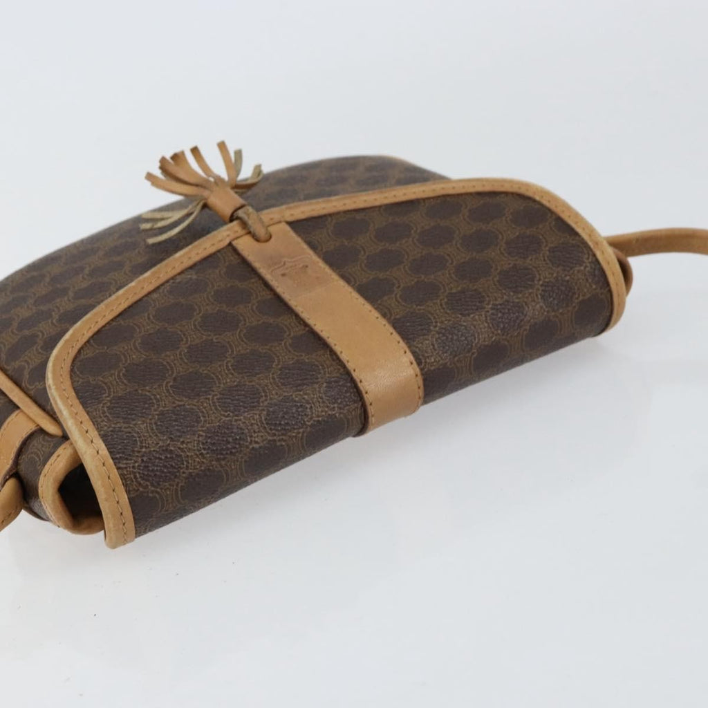 Celine Vintage Macadam Shoulder Bag Canvas And Leather Brown Canvas Shoulder Bag Bag